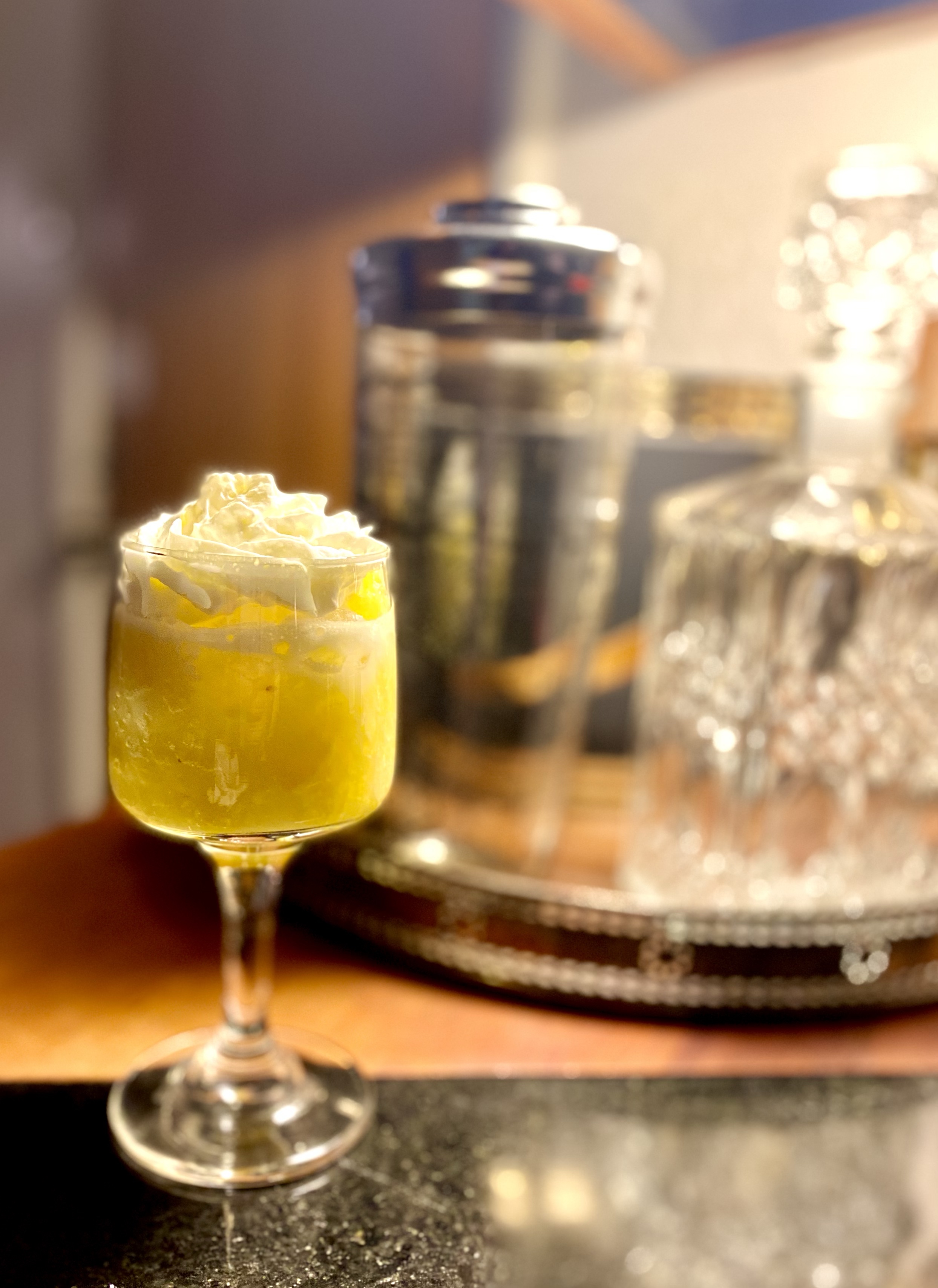 Pineapple cocktail in a glass