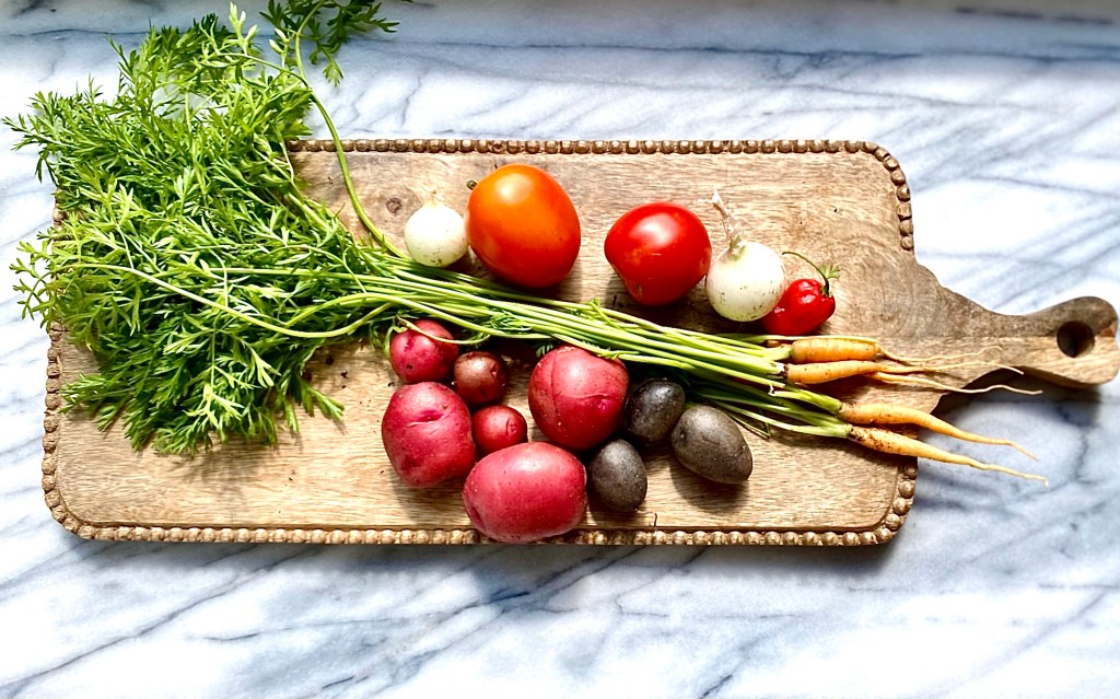 garden vegetables on a wooden board blog photo
