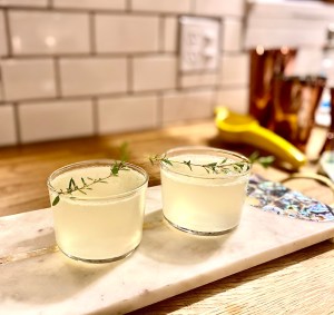 cocktail glasses with vodka drink